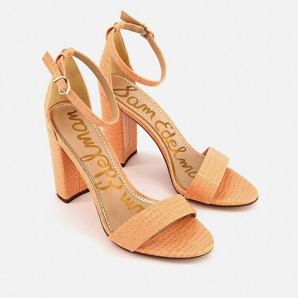 Sam Edelman Yaro Peach Open Toe Adjustable Ankle Stap Heels